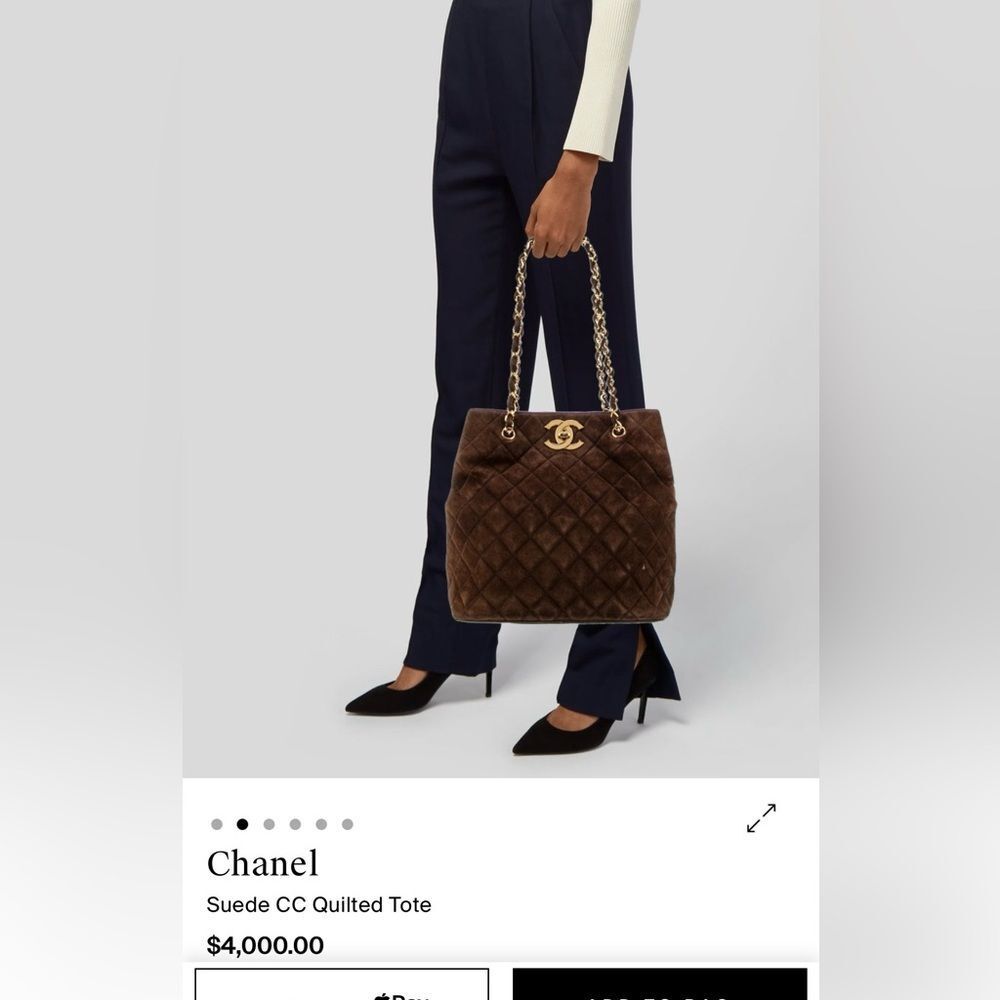 CHANEL Dark Brown Quilted Tote with Gold Chain - Picture 15 of 16